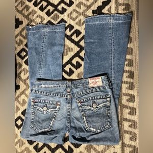 True Religion distressed flare jeans